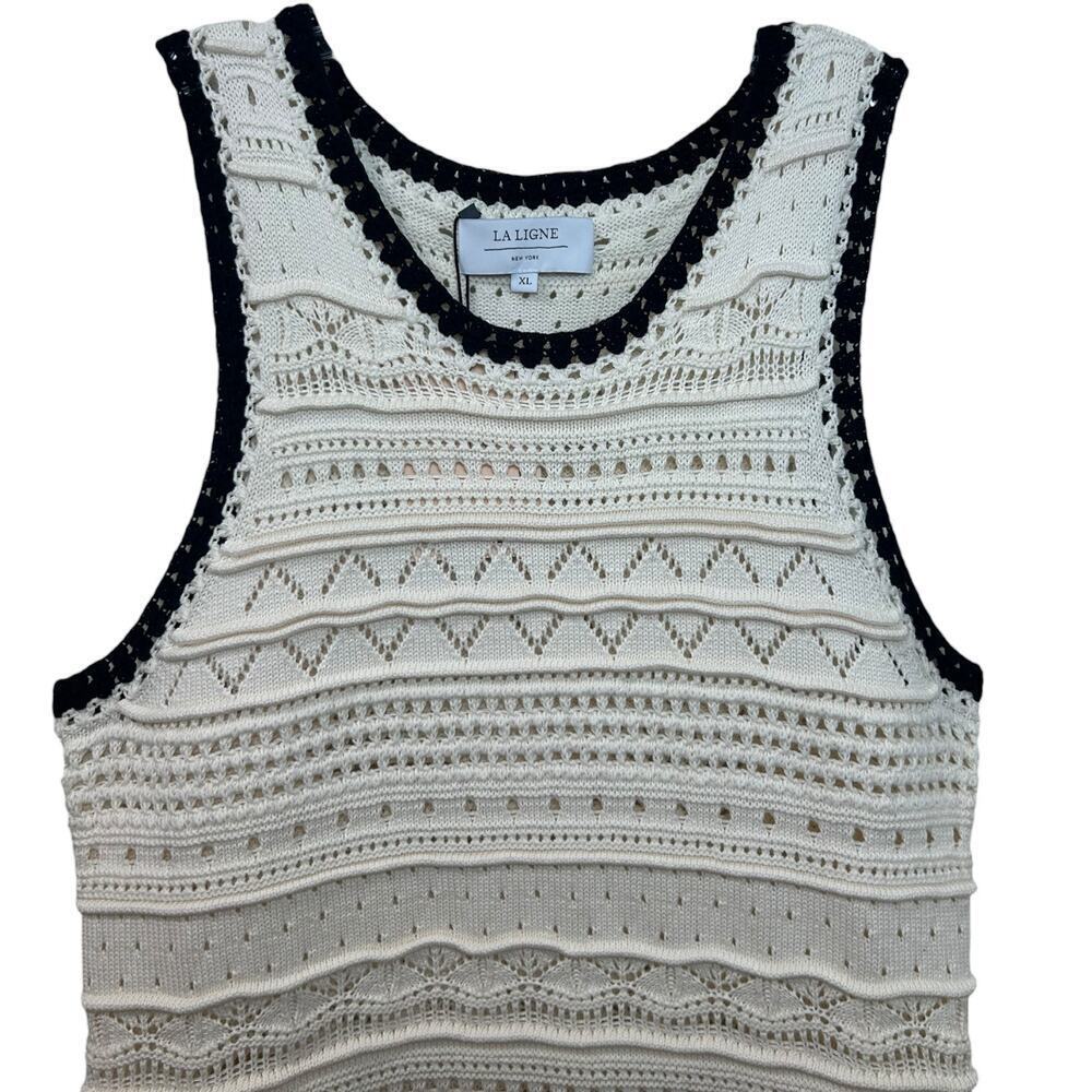 La Ligne - NWT, Women's 'Mallory' Mini Knit Dress - Cream/Black, X-Large - Picture 6 of 13